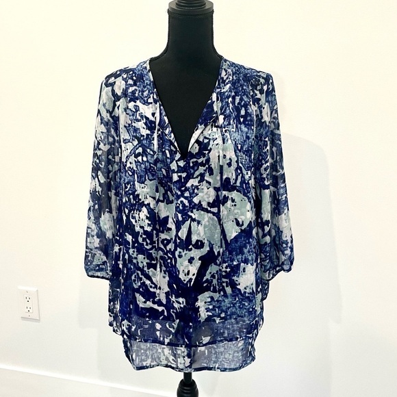 Coldwater Creek V-Neck Sheer Blouse - Picture 1 of 8